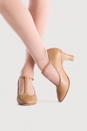 Tap y zapatos de escenario Bloch Chord T-Bar 76mm (3 inch) Mujer Tan | CLICD17681