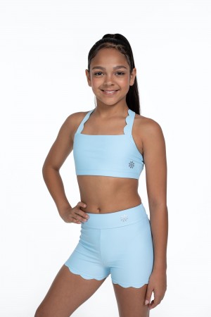 Tops Bloch Flo Active Megan Scalloped Edge Bra Niños Sky | PCLQX65233