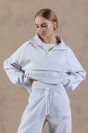 Tops Bloch Off-Duty Cropped Terry Zip Sweat Mujer Snow Marle | CLEGJ71735