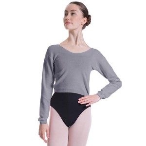 Tops Bloch Overt Cropped Long Sleeve Sueter Mujer Gris Claro | UCLTG76950