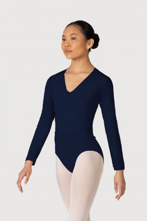Tops Bloch Overture Crossover Long Sleeve Wrap Mujer Azul Marino | CLJVR94111